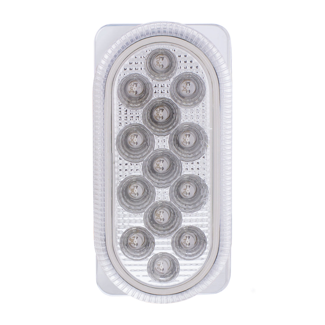 26 LED Dual Function Reflector Double Face Oval Light With SS Bracket - Amber &amp; Red LED/Clear Lens