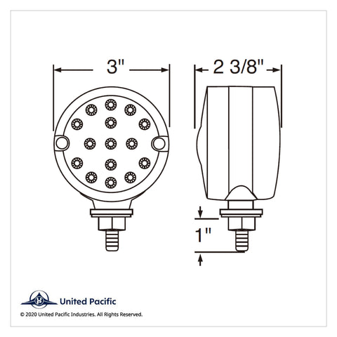 15 LED 3" Reflector Single Face Light - Amber LED/Clear Lens
