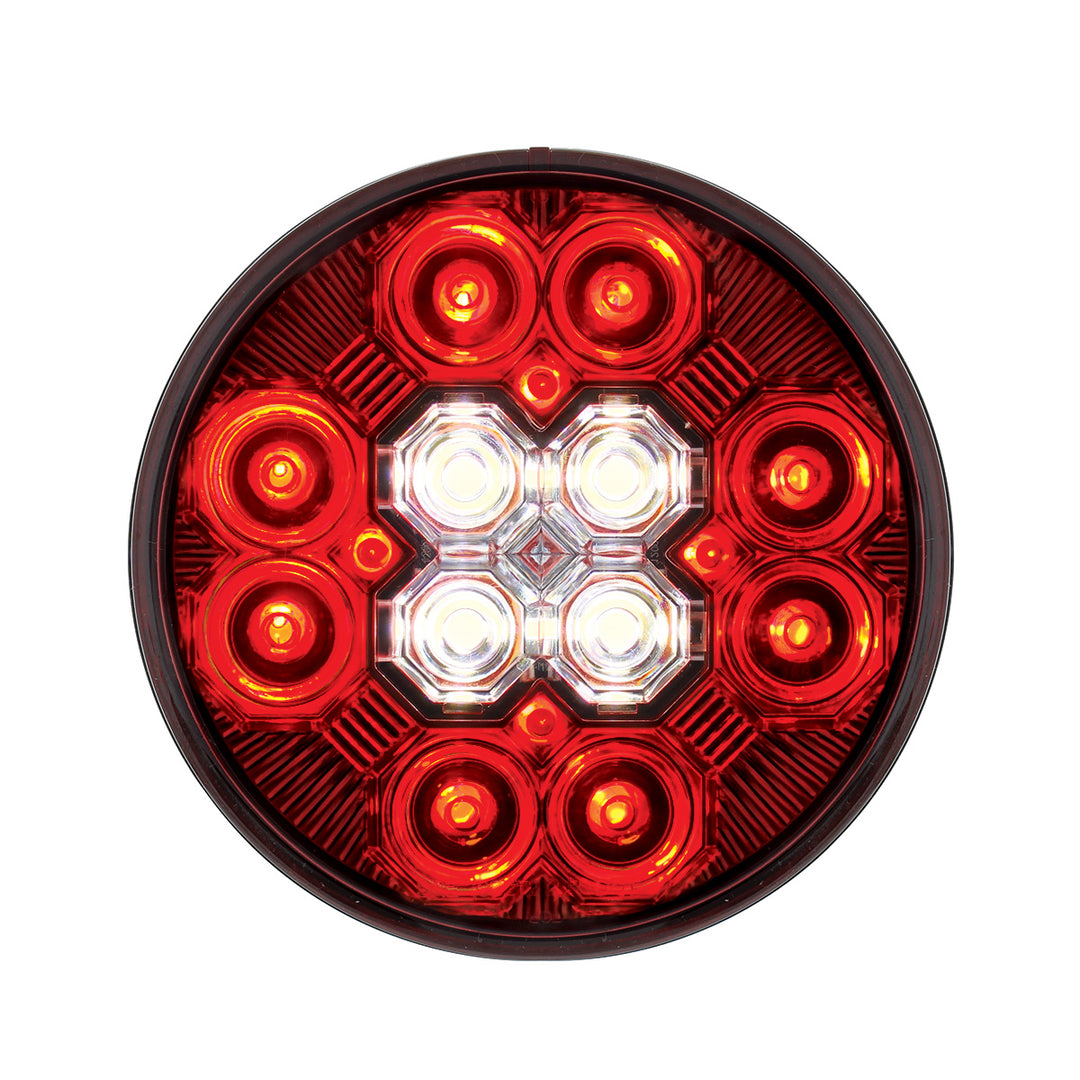 4" Round Combo Light With 12 LED Stop, Turn &amp; Tail &amp; 16 LED Back-Up - Red LED/Red Lens United Pacific 36607