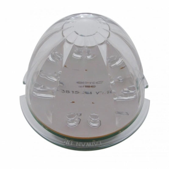 SS Front Air Cleaner Brkt With 12X 17 Amber LED Hi/Lo Watermelon Lights &amp; SS Bezels For Peterbilt-Clear Lens