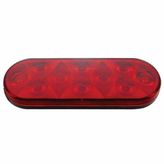 Stainless Top Mud Flap Plate With Three 10 LED Lights &amp; Grommet - Red LED/Red Lens (Each)