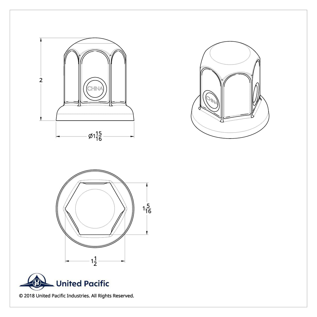 1-1/2" X 2" Chrome Steel Standard Nut Cover With Flange