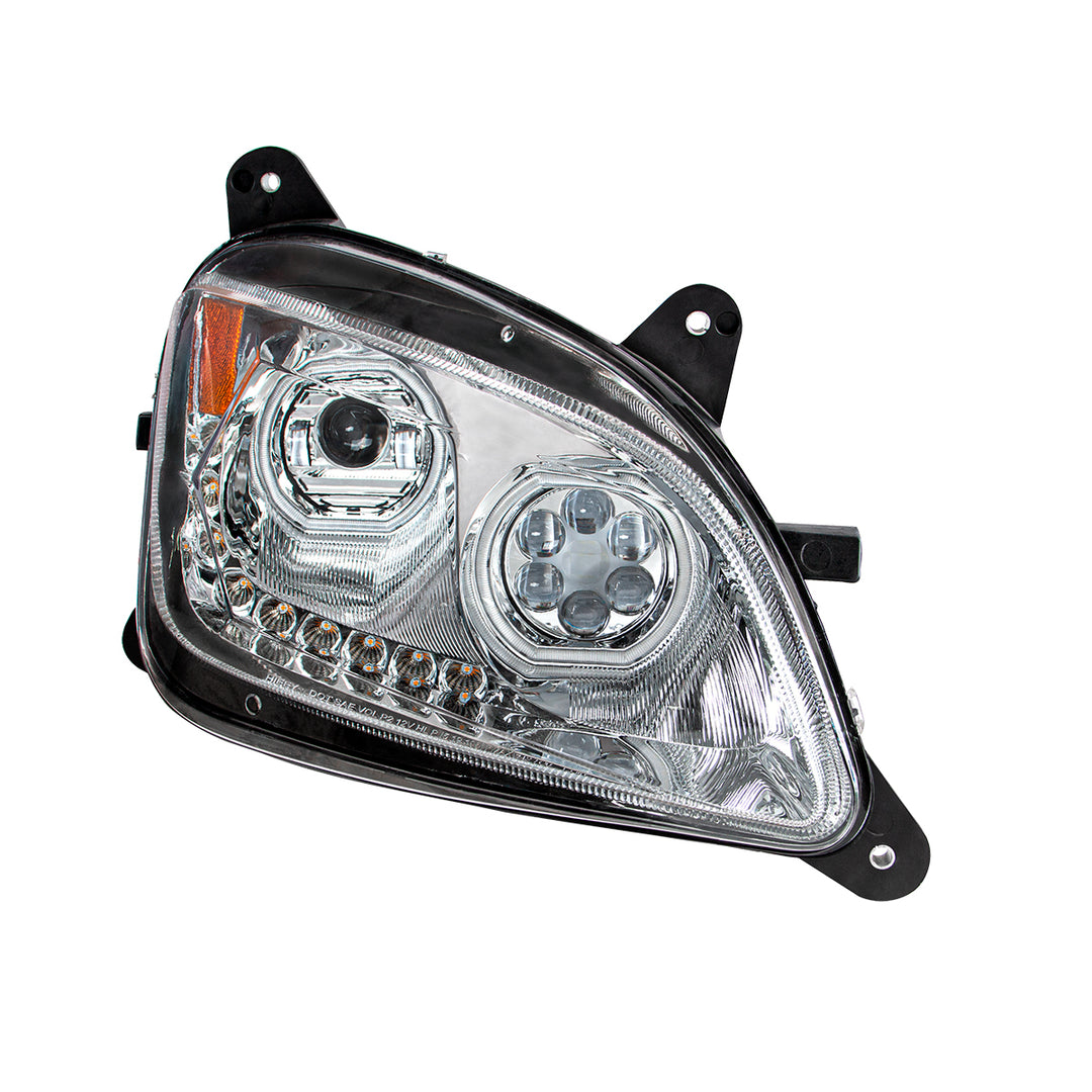 Chrome 10 LED Headlight For Peterbilt 587 (2010-2016) &amp; 579 (2012-2021) - Passenger Side