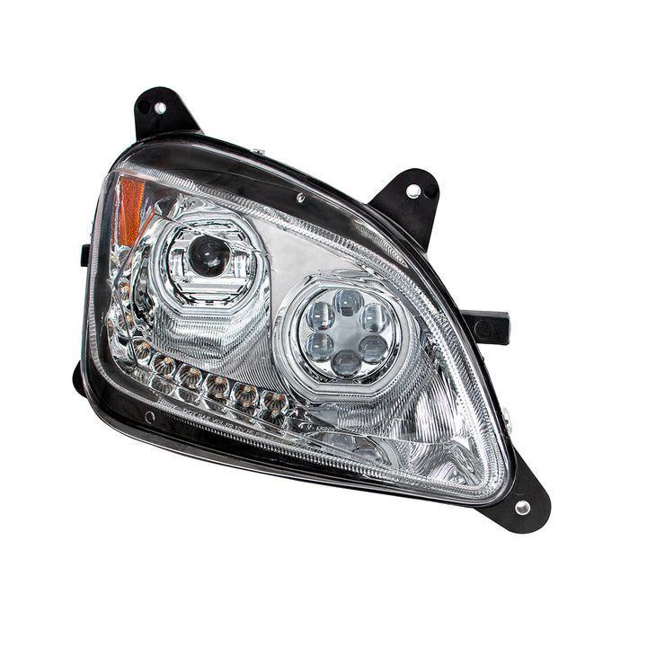 Chrome 10 LED Headlight For Peterbilt 587 (2010-2016) &amp; 579 (2012-2021) - Passenger Side