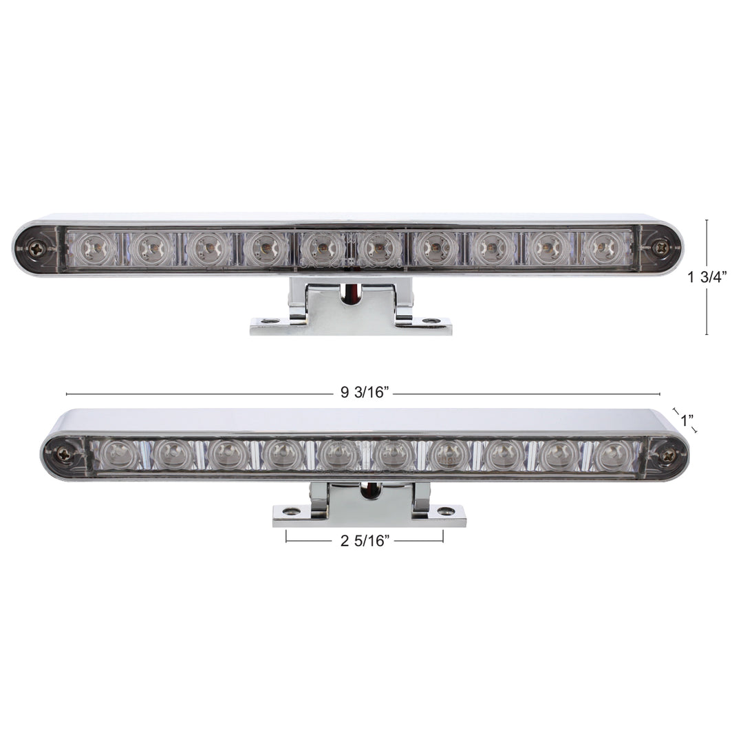 10 LED Dual Function 3rd Brake Light With Chrome Swivel Pedestal Base - Red LED/Clear Lens