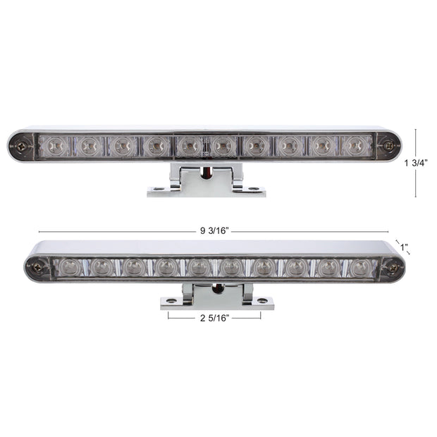 10 LED Dual Function 3rd Brake Light With Chrome Swivel Pedestal Base - Red LED/Clear Lens