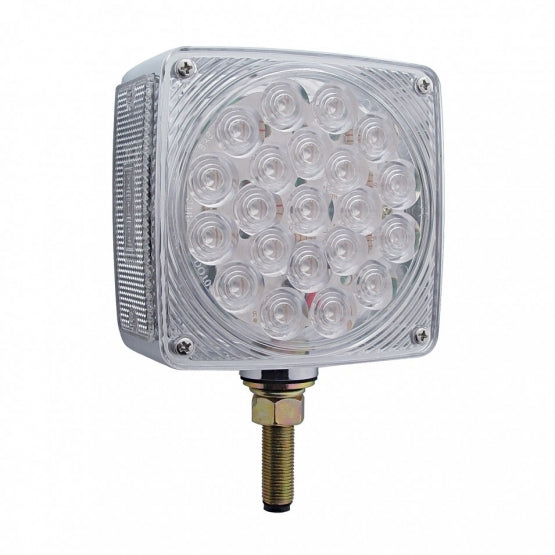 45 LED Single Stud Double Face Turn Signal Light (Passenger) - Amber &amp; Red LED/Clear Lens