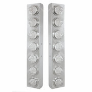 SS Front Air Cleaner Bracket With 14X 11 Amber LED Watermelon Lights & Bezel For KW Trucks -Clear Lens