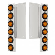 FL SS Front Air Cleaner Bracket W/12X 9 LED 2" Beehive Lights -Amber LED & Lens (Pair)