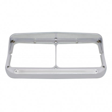 24 LED Rectangular Dual Headlight Bezel With Visor & GloLight - Amber LED/Clear Lens