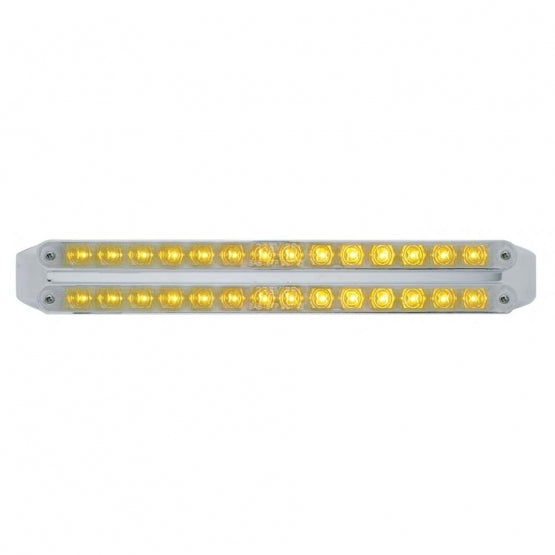 Dual 14 LED 12" Turn Signal Light Bars - Amber LED/Chrome Lens