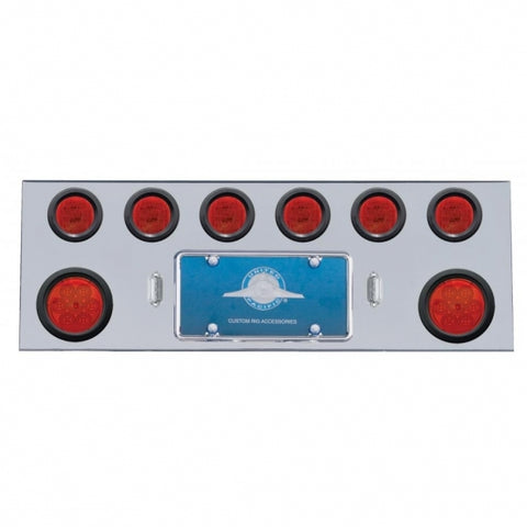 SS Rear Center Panel With 2X 7 LED 4" Reflector Lights & 6X 13 LED 2-1/2" Lights -Red LED & Lens