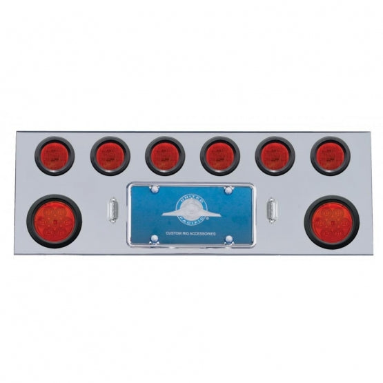 SS Rear Center Panel With 2X 7 LED 4" Reflector Lights & 6X 13 LED 2-1/2" Lights -Red LED & Lens