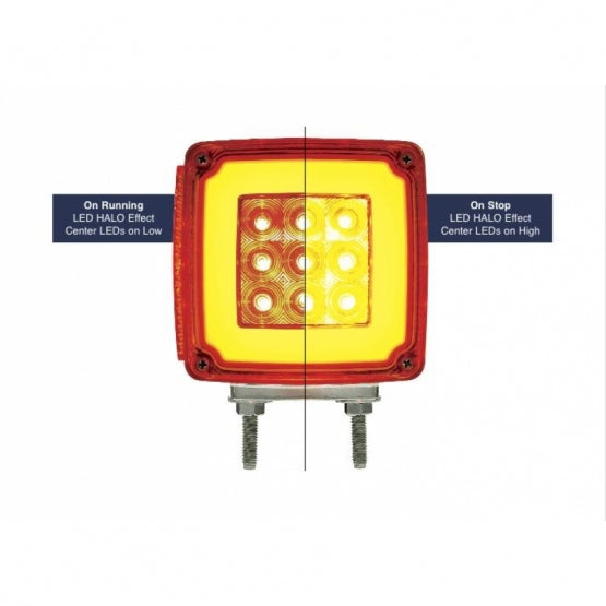53 LED Double Stud Double Face GloLight With Side Marker (Turn Signal) Passenger - Amber & Red LED/Amber & Red Lens