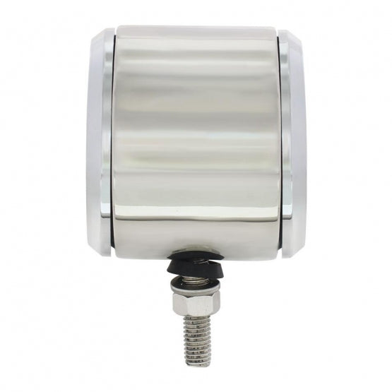 Stainless 2-1/2" Double Face Light With LED Lights &amp; Bezels - Amber &amp; Red LED/Clear Lens