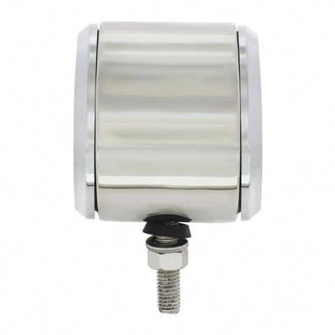 Stainless 2-1/2" Double Face Light With LED Lights & Bezels - Amber & Red LED/Clear Lens