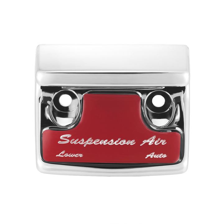 Chrome Plastic Suspension Air Switch Guard With Glossy Sticker For 1990-2010 Freightliner Classic-Red