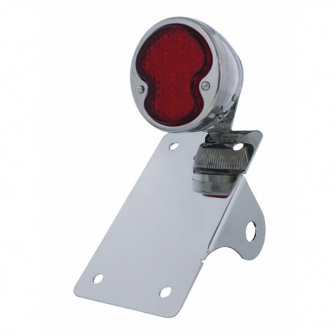 Chrome Vertical Side Mount License Bracket For Motorcycle With 1932 "LED DUO Lamp" Tail Light