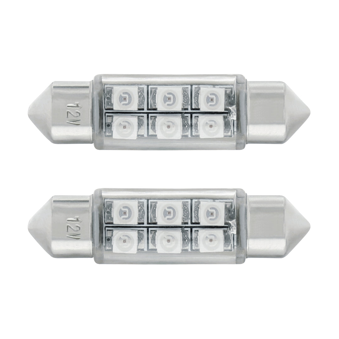 6 SMD High Power Micro LED 6418/6461-36mm Dome Light Bulb - Blue (2-Pack)