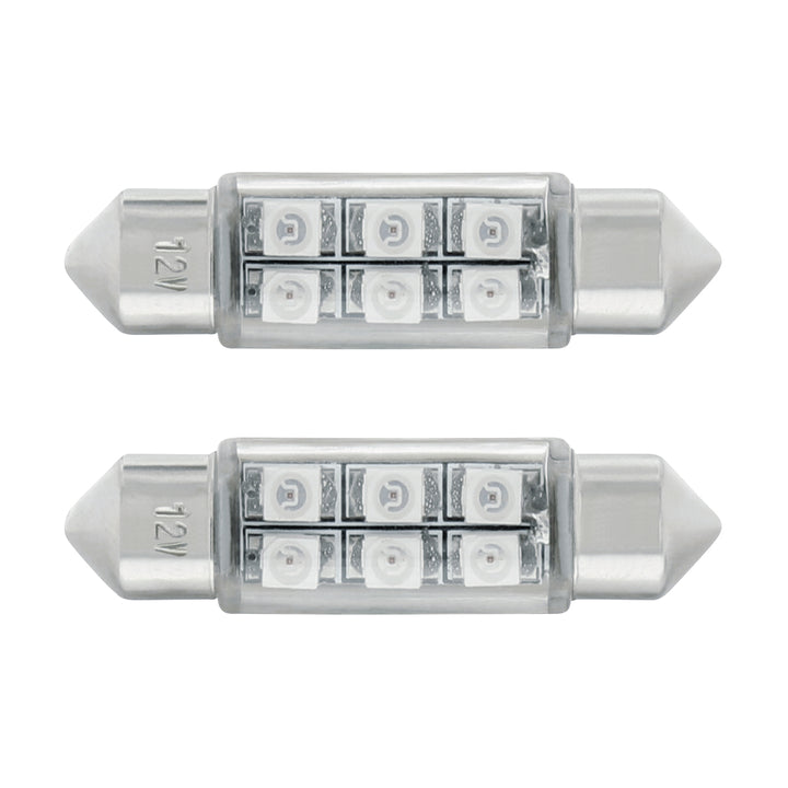 6 SMD High Power Micro LED 6418/6461-36mm Dome Light Bulb - Blue (2-Pack)