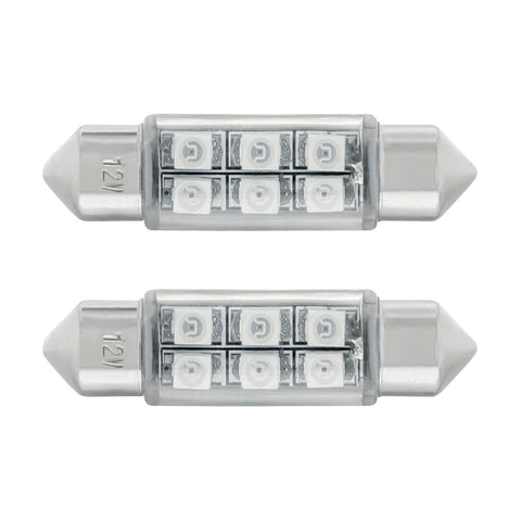 6 SMD High Power Micro LED 6418/6461-36mm Dome Light Bulb - Blue (2-Pack)