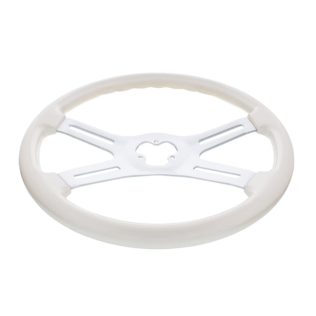 18" Vibrant Color 4 Spoke Steering Wheel - Pearl White