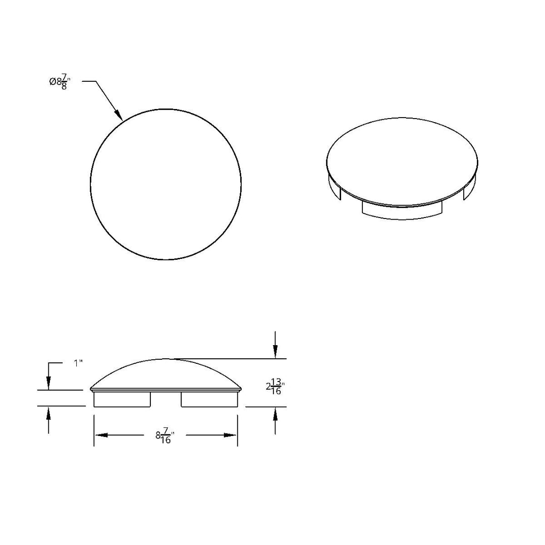 4 Even Notched Stainless Steel Dome Front Hubcap - 1" Lip