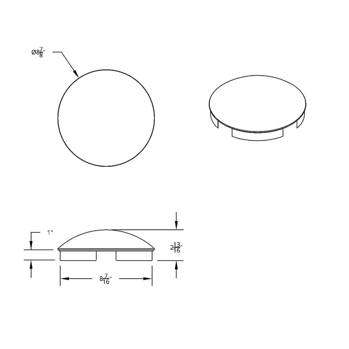 4 Even Notched Stainless Steel Dome Front Hubcap - 1" Lip