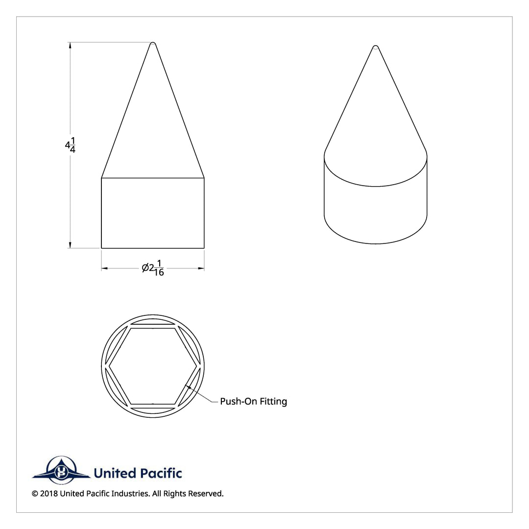 1-1/2" X 4-1/8" Chrome Plastic Spike Nut Covers - Push-On (60-Pack)