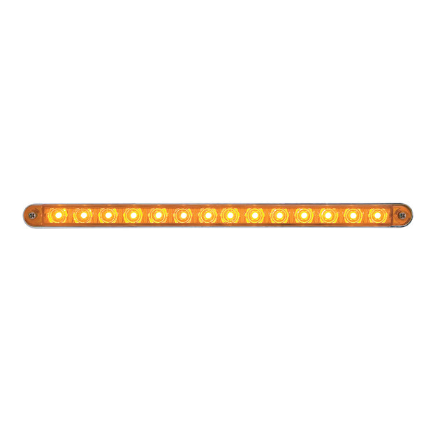 14 LED 12" Sequential Light Bar With Bezel - Amber LED/Amber Lens