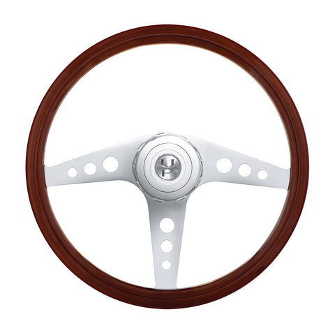 18" GT Style Wood Steering Wheel With Hub & Horn Button Kit For Peterbilt (2003+) & Kenworth (2003+)
