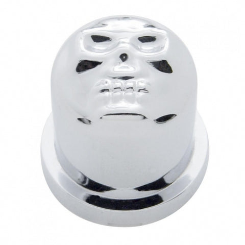 9/16" X 1-1/4" Chrome Plastic Skull Nut Cover, Push-On Style (10-Pack)