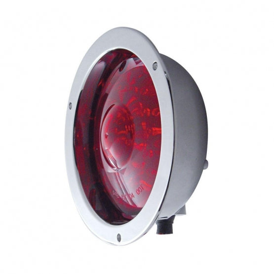 40 LED 4" Round Flange Mount Deep-Dish Light (Stop, Turn &amp; Tail) - Red LED/Red Lens