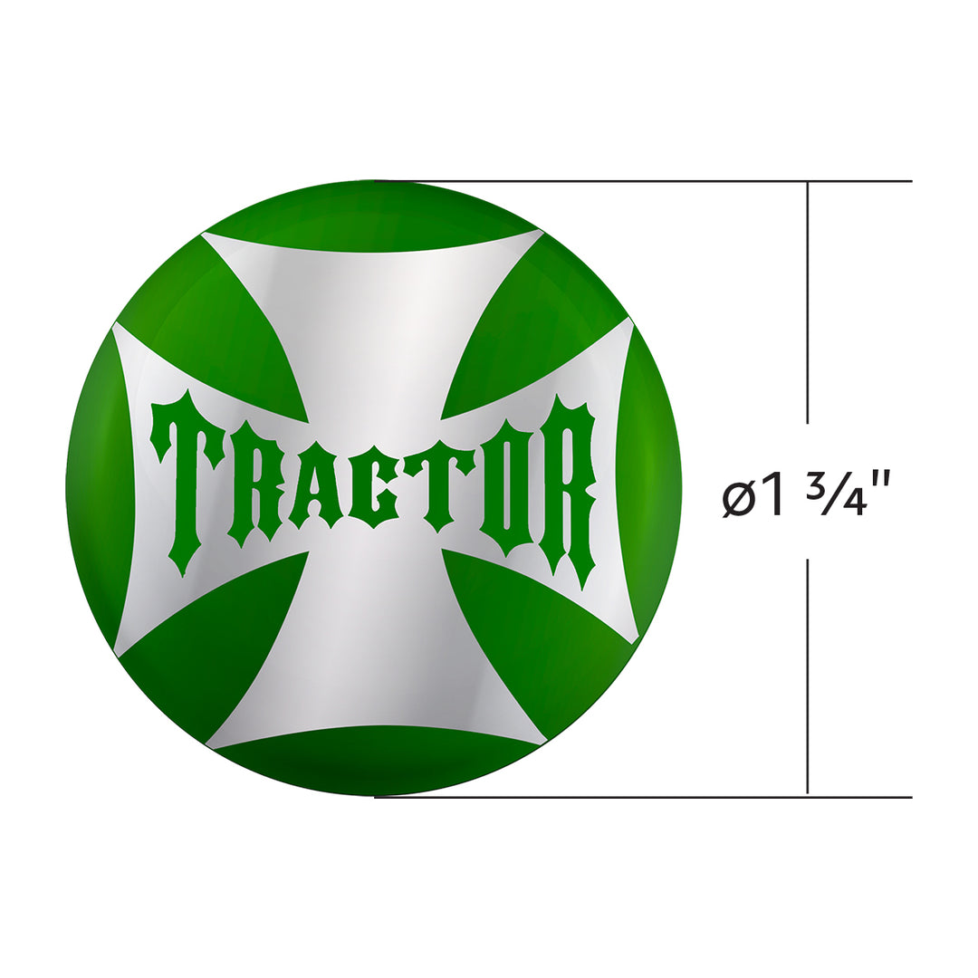 "Tractor" Maltese Cross Air Valve Knob Candy Color Sticker - Emerald Green