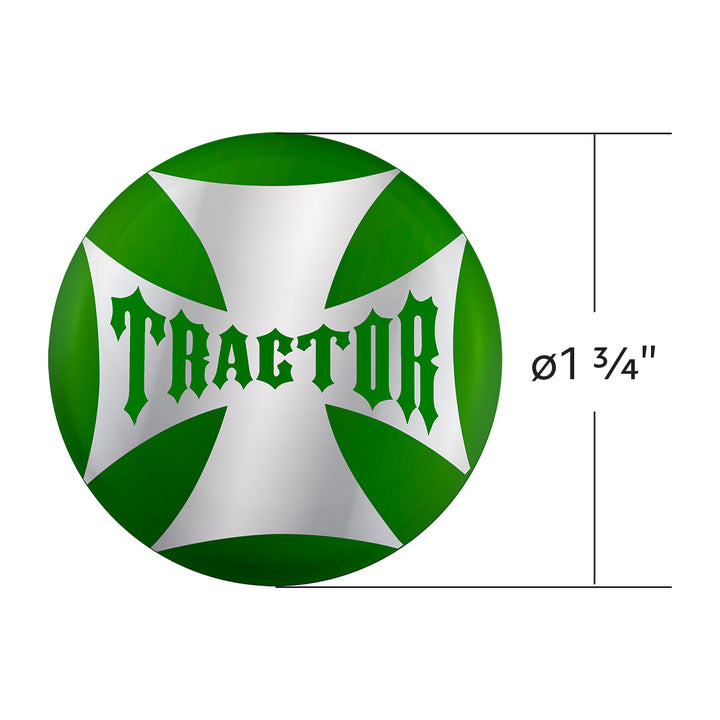 "Tractor" Maltese Cross Air Valve Knob Candy Color Sticker - Emerald Green