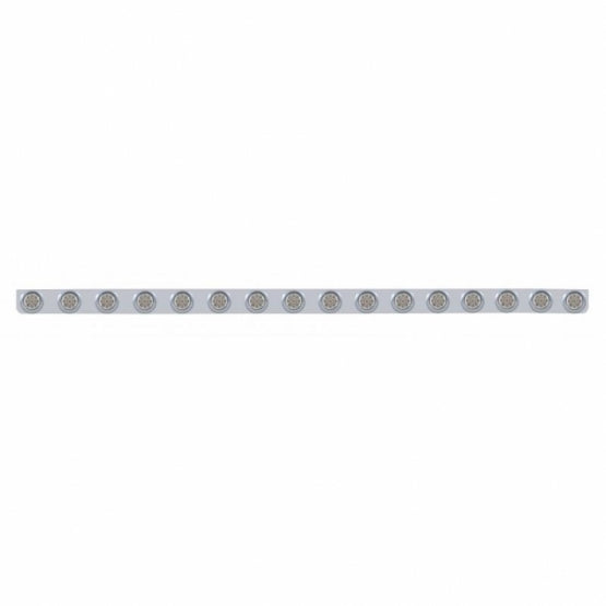 79-1/2" SS Bumper Light Bracket With 16X 9 LED 2" Reflector Lights & Visors -Amber LED/Clear Lens
