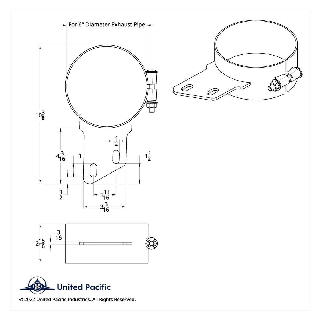 6" Stainless Butt Joint Exhaust Clamp - Angled Bracket