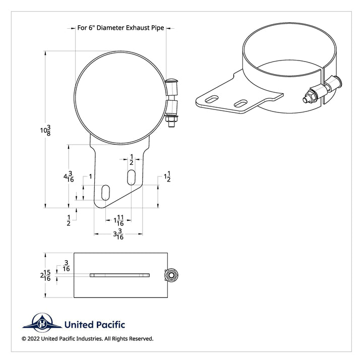6" Stainless Butt Joint Exhaust Clamp - Angled Bracket