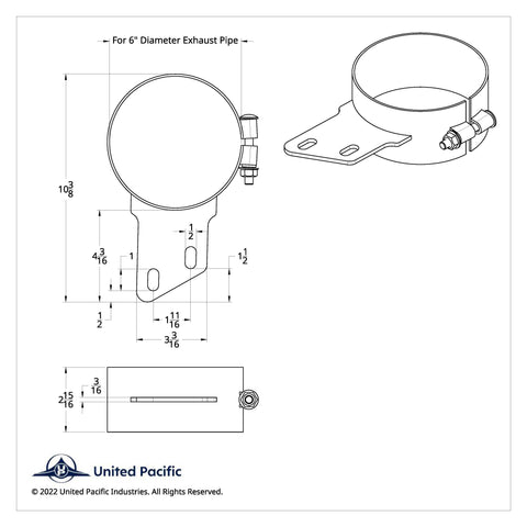 6" Stainless Butt Joint Exhaust Clamp - Angled Bracket