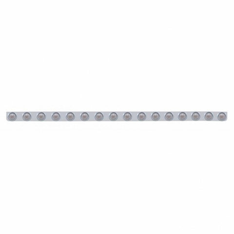 79-1/2" SS Bumper Light Bracket With 16X 9 LED 2" Beehive Lights & Visors -Red LED/Clear Lens