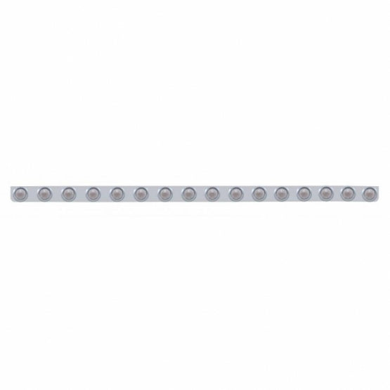 79-1/2" SS Bumper Light Bracket With 16X 9 LED 2" Beehive Lights & Visors -Red LED/Clear Lens