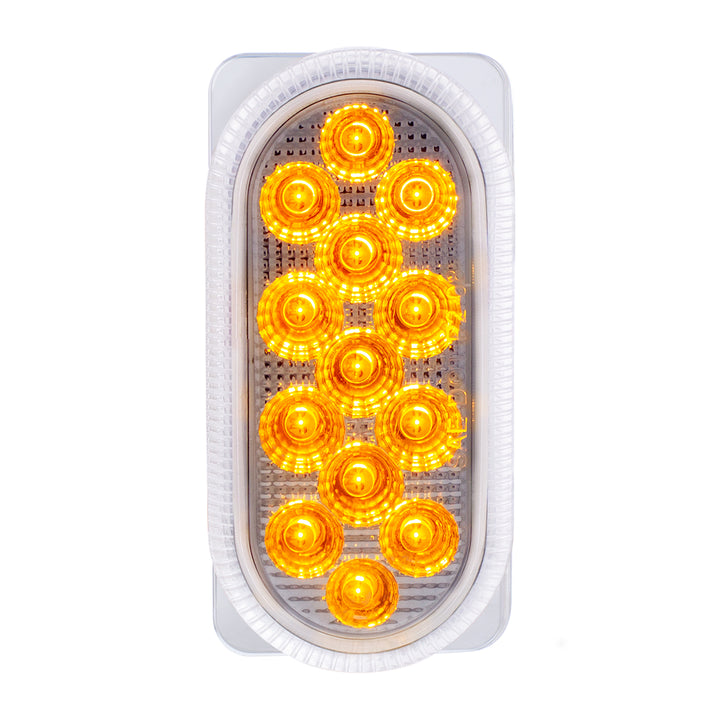26 LED Dual Function Reflector Double Face Oval Light With SS Bracket - Amber &amp; Red LED/Clear Lens