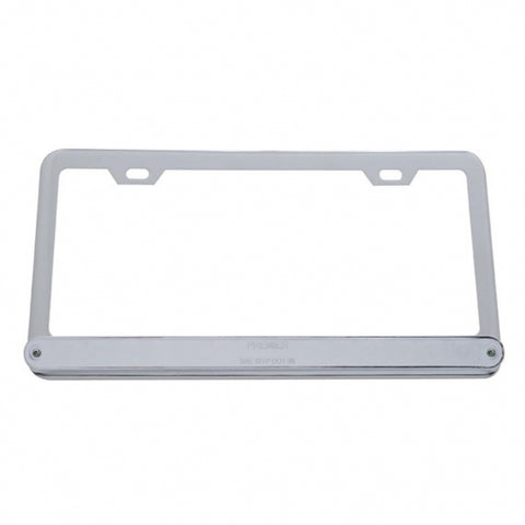 Chrome License Plate Frame With 14 LED 12" Light Bar - Amber LED/Chrome Lens