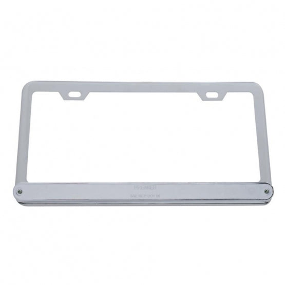 Chrome License Plate Frame With 14 LED 12" Light Bar - Amber LED/Chrome Lens