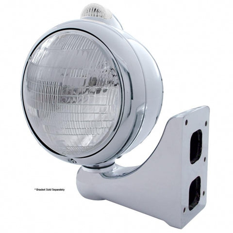 Chrome Guide 682-C Style Headlight 6014 & LED Turn Signal - Clear Lens