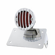 Motorcycle LED "Bobber" Style Horizontal Tail Light With Chrome Grille Bezel-Red Lens