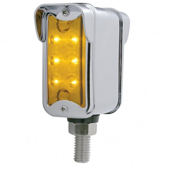 12 LED Dual Function Double Face Light W/Visor - Vertical Mount - Amber & Red LED/ Amber & Red Lens