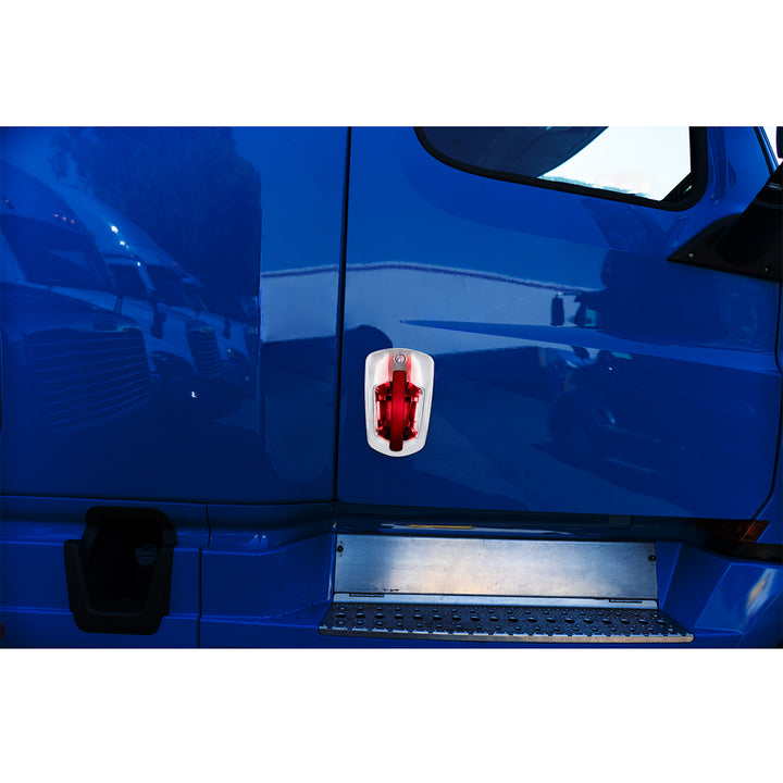 6 LED Chrome Door Handle Cover For 2018-2024 Freightliner Cascadia - Passenger, Red LED