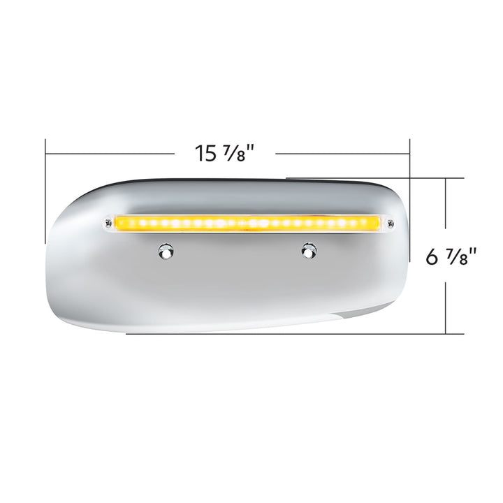 24 LED GloLight Rear Headlight Housing Cover For 2008-2023 Peterbilt 389 (Passenger)- Amber LED/Clear Lens
