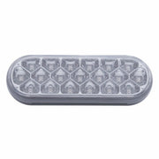 Stainless Top Mud Flap Plate With 3X 19 LED 6" Oval Lights & Grommets - Red LED/Clear Lens (Each)